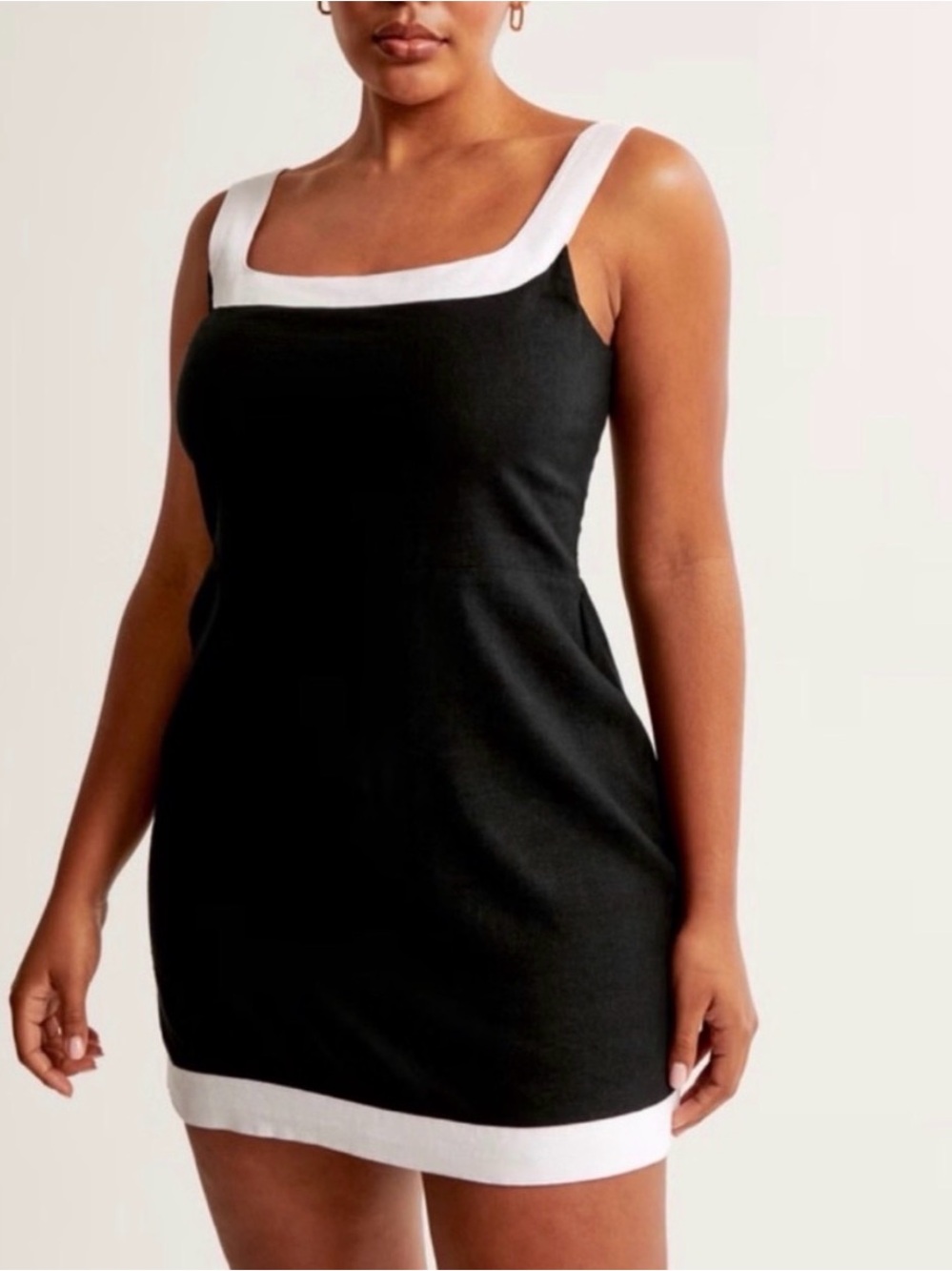 Abercrombie & Fitch | Black & White Linen Blend Mini Dress | Large Tall